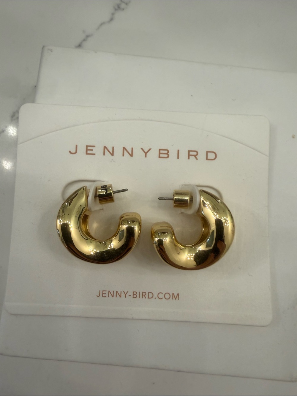 Jenny Bird Polished Gold Crescent Hoop Stud Earrings
